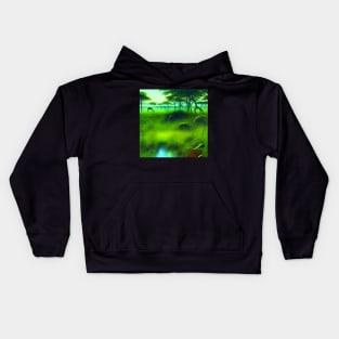 Landscape Painting with Tropical Plants and Lake, Scenery Nature Kids Hoodie